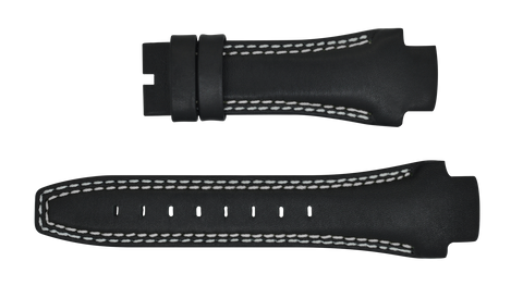 Phantom 49mm Black Leather Strap (White & White Stitch)
